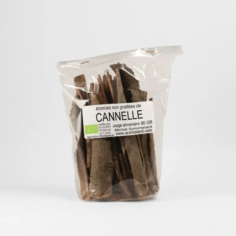 Écorce brute de cannelle bio séchée en morceaux épais