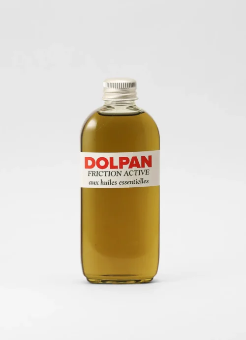 Flacon de Dolpan - Friction Active Souplesse, huile de massage aux huiles essentielles.