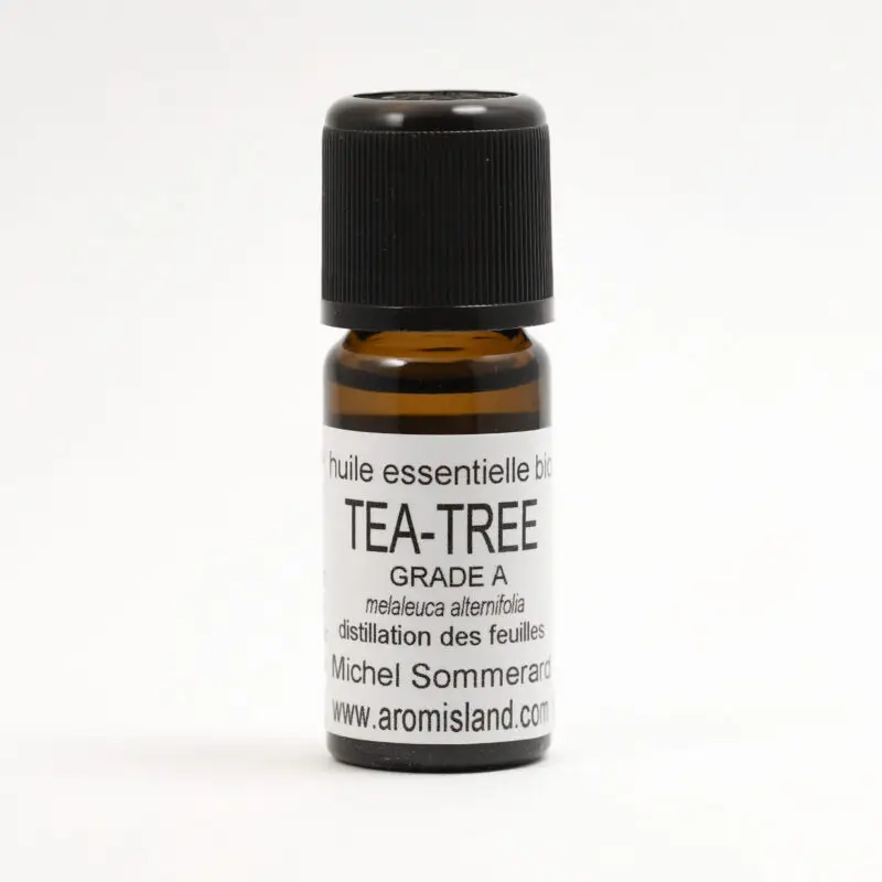 Flacon d' Huile Essentielle de Tea Tree Bio Grade A ( Melaleuca alternifolia ) , distillation pure et artisanale.