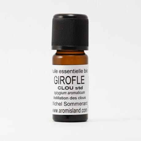 Flacon d’Huile Essentielle de Clou de Girofle Standard Bio (Syzygium aromaticum), distillation pure et biologique.