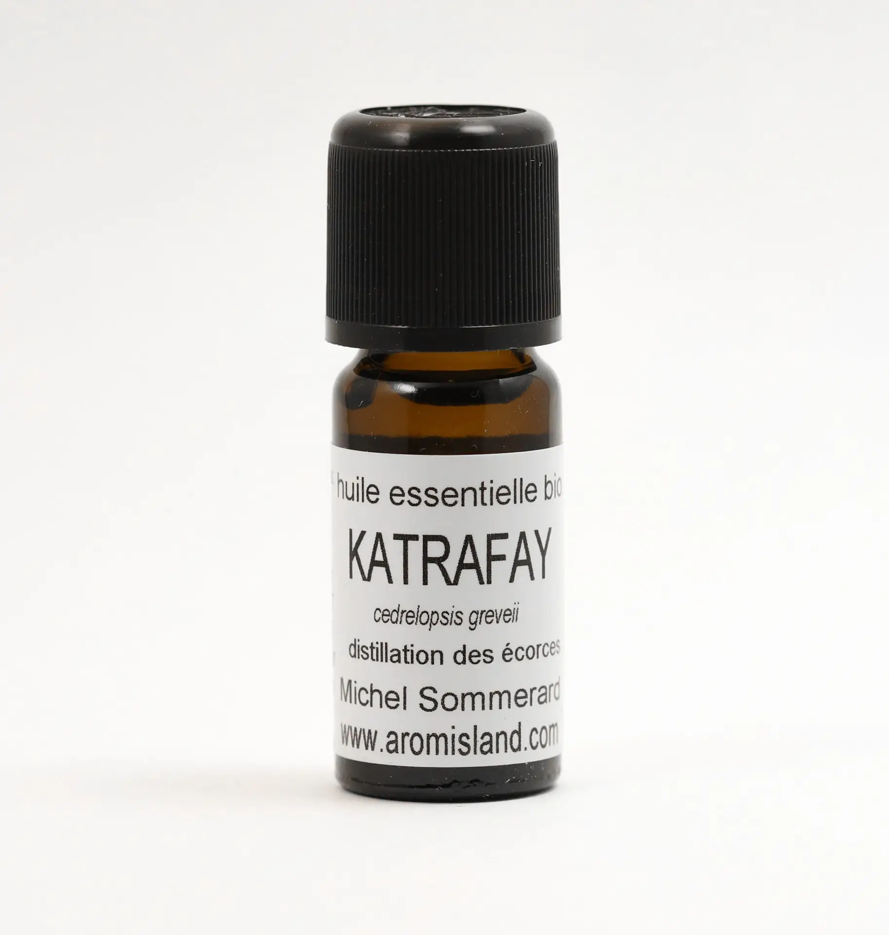 Flacon d’Huile Essentielle de Katrafay Bio (Cedrelopsis greveii), distillation pure et biologique.