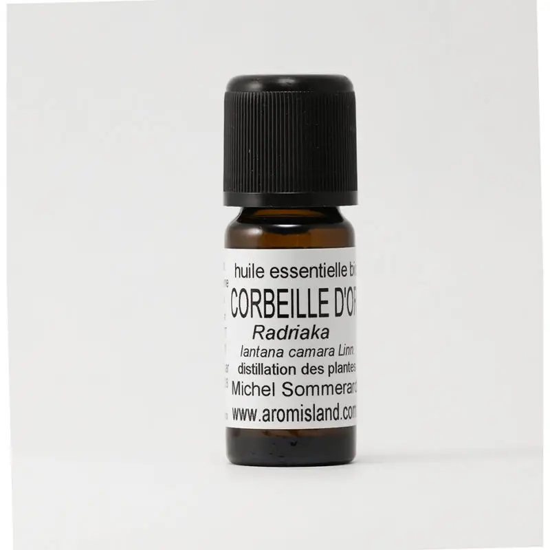 Flacon d’Huile Essentielle de Lantana Bio (Lantana camara), extrait pur et biologique.