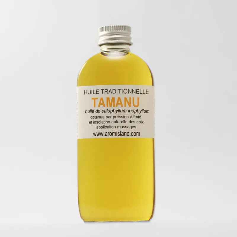 Flacon d’huile de Tamanu jaune pressée à froid