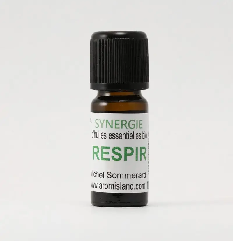 Flacon de Respir – Synergie d’huiles essentielles bio, distillation pure et naturelle.